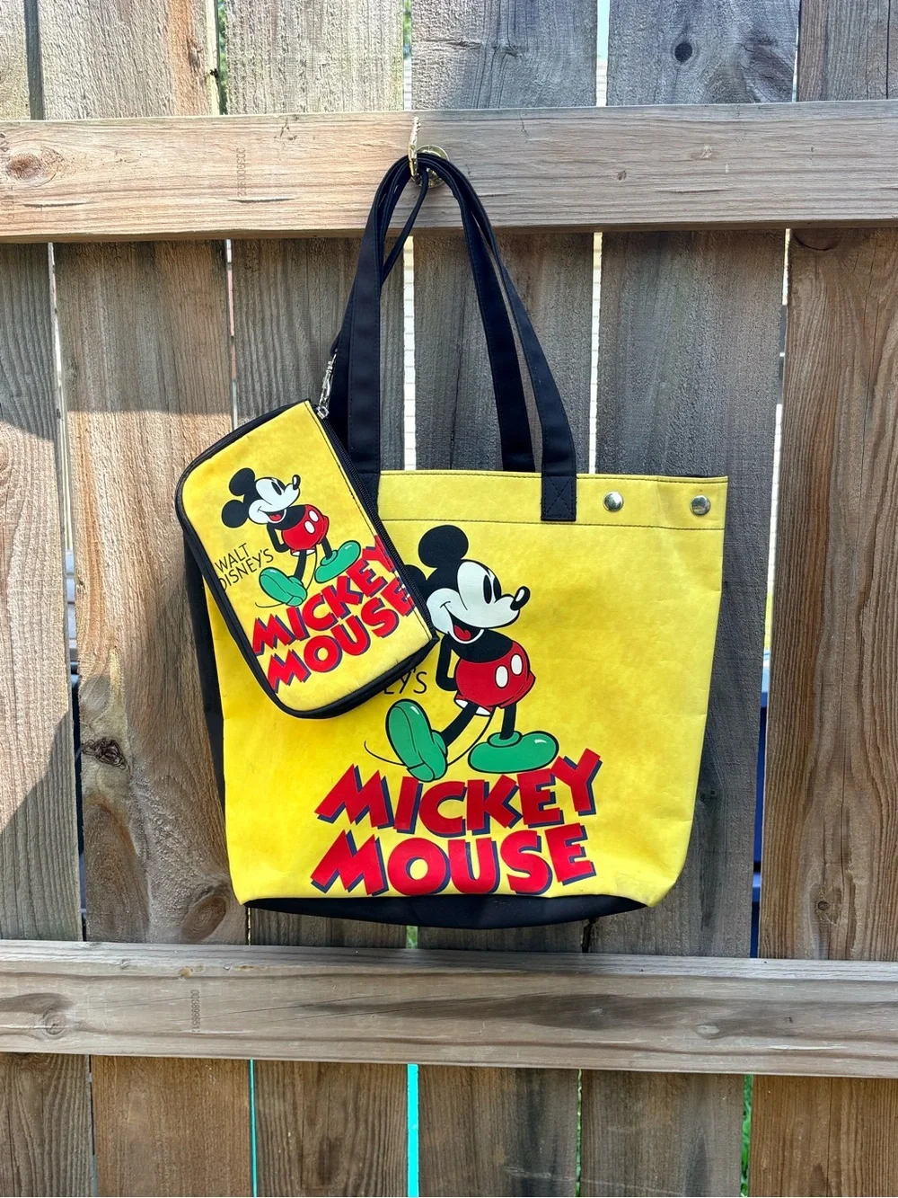 Walt Disney Mickey Mouse Yellow Tote with Matching Pouch